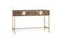 GINER Y COLOMER Console avec 2 tiroirs en bois de manguier, noyer et doré